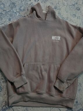 White Fox Boutique Taupe Tee with White Raised Logo